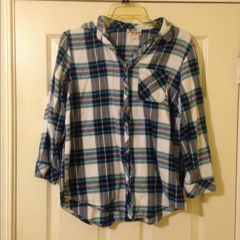 White plaid button down